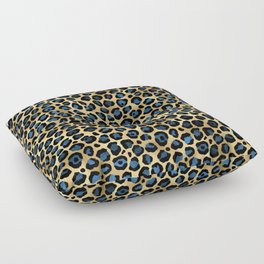 Blue And Gold Leopard  Floor Pillow