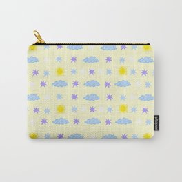 Suns with Clouds and Stars Pattern on light yellow background Duvet Cover Carry-All Pouch