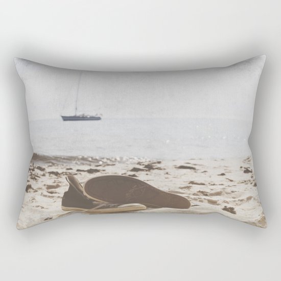 Dream of summer Lonely shoes at the Beach- Summer day- #Society6 Rectangular Pillow