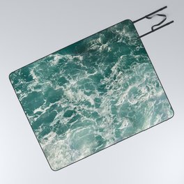 Blue Green Ocean Waves Picnic Blanket