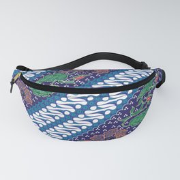 Indonesian combination batik with dominant blue color Fanny Pack