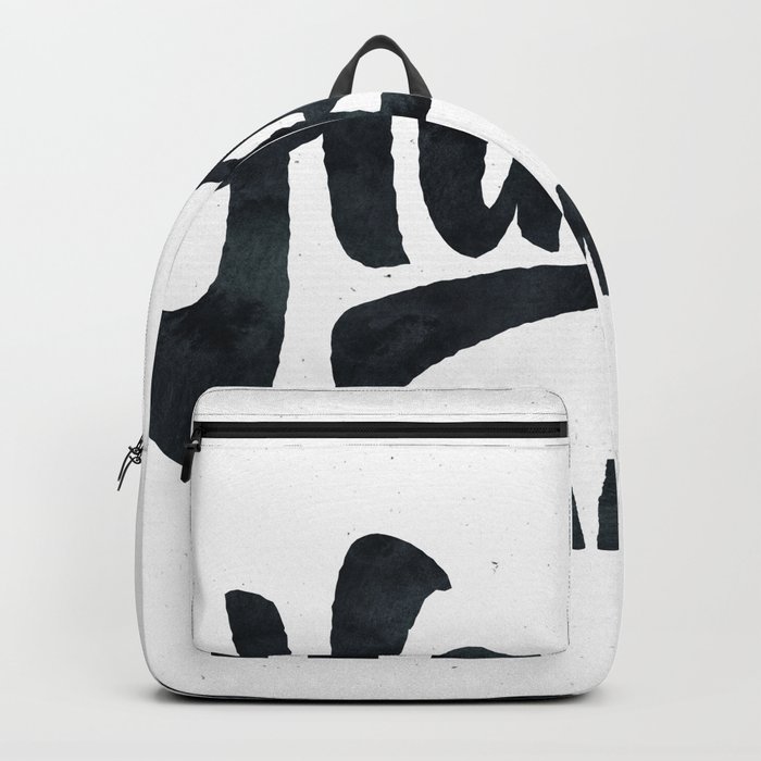 HAPPY CAMPER Black and White Retro Backpack