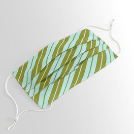 [ Thumbnail: Green & Turquoise Colored Stripes Pattern Face Mask ]