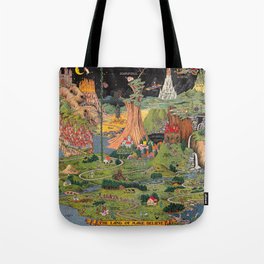 The land of make believe. Published by Jaro Hess 1930 Cornucopia of Fairy Tales Detailed Labeled Map Fun Magical Fantasy Art Tote Bag