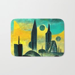 Abstract Futuristic Cityscape Bath Mat