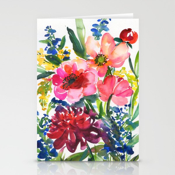 my floral garden in watercolor Stationery Cards
