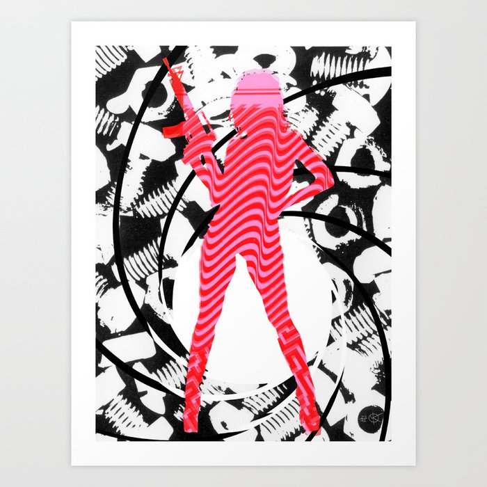 PowerWoman - Pink stripes sCrew Art Print