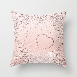 Sparkling ROSE GOLD Lady Glitter Heart #5 (Faux Glitter) #decor #art #society6 Throw Pillow