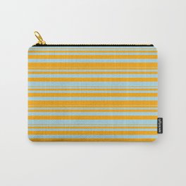 [ Thumbnail: Orange and Light Blue Colored Lines/Stripes Pattern Carry-All Pouch ]