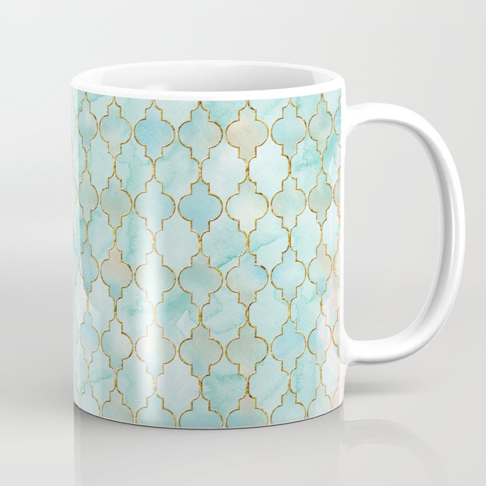 Luxury Aqua and Pink and Gold oriental pattern Coffee Mug