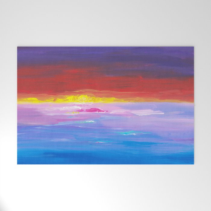 Colorful Sunset Landscape Painting Welcome Mat