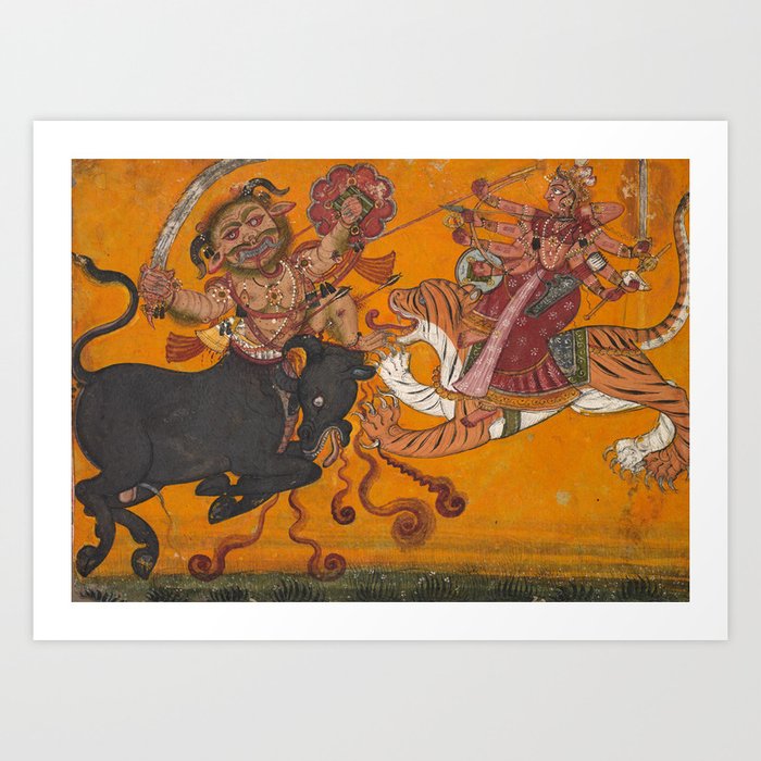 Durga Slaying Mahisha  Art Print