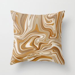 Marble Fluid liquid Design brown yellow pattern #maeble #design #fluid Throw Pillow