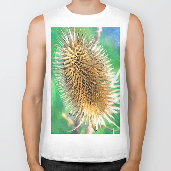 Thistle Head watercolour Biker Tank