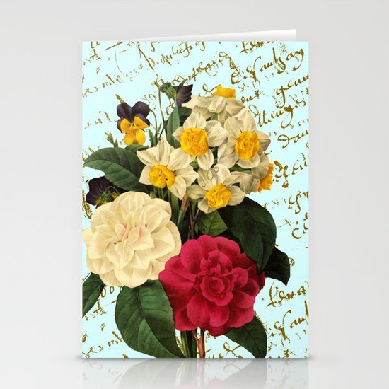 Botanical French Script Stationery Cards
