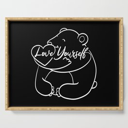 Love Yourself Cute Bear Illustration Serving Tray