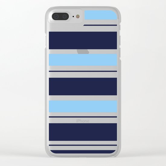 Blue Navy and Turquoise Stripes Clear iPhone Case