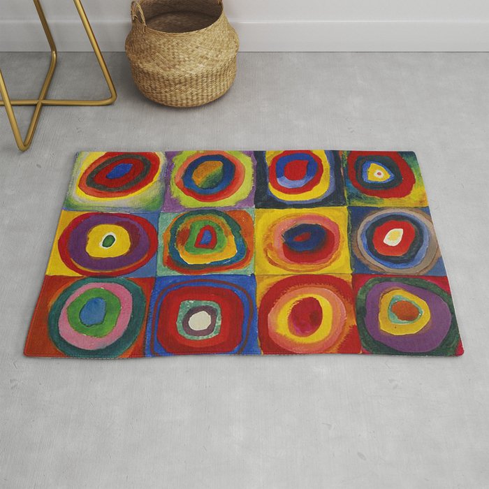 Study of square colors with concentric circles by Vassily Kandinsky Rug