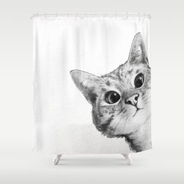sneaky cat Shower Curtain