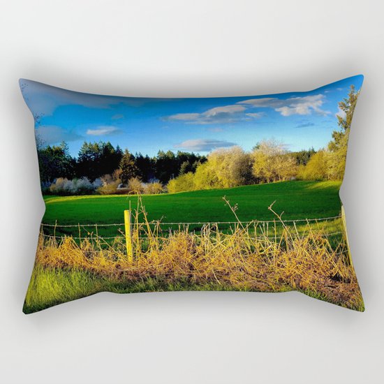 Golden Evening Light Across A Field Rectangular Pillow