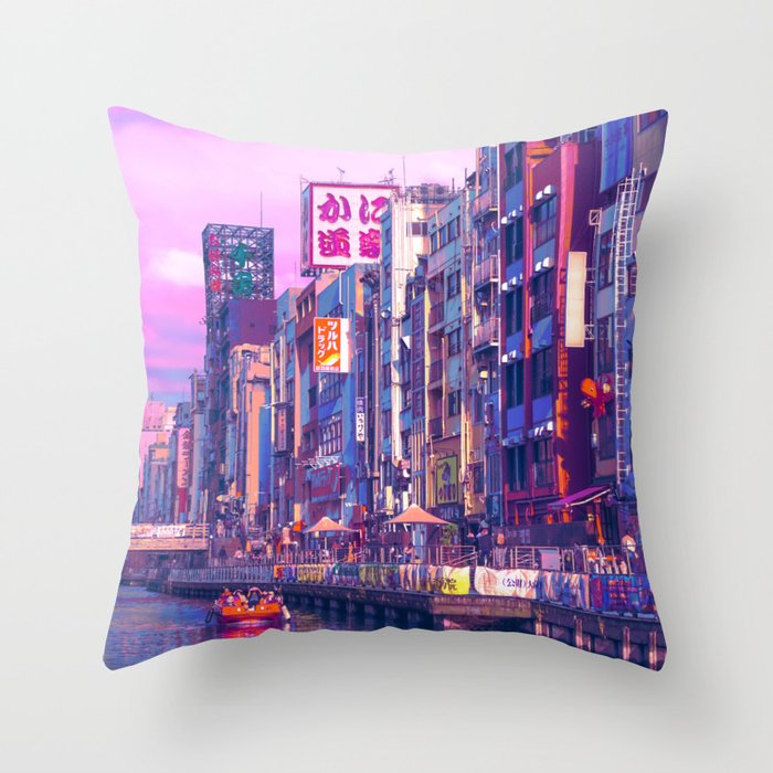 Osaka Citypop Throw Pillow