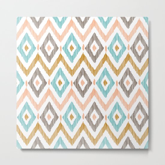 Sketchy Diamond IKAT Metal Print