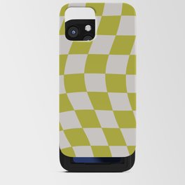 Warped Check Pattern Lime iPhone Card Case