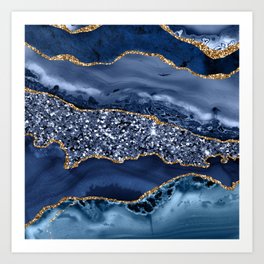 Agate Glitter Ocean Texture 07 Art Print