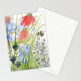 Botanical Garden Wildflowers and Bees Stationery Card