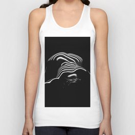 0686- Nude Female Naked BBW Geometric Black White Naked Body Big Abstracted Sensual Sexy Erotic Art Tank Top
