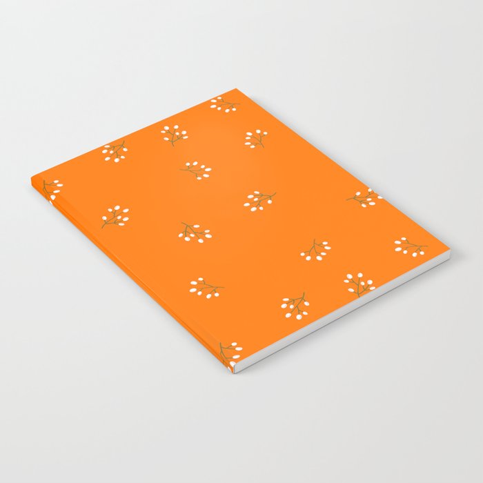 Rowan Branches Seamless Pattern on Orange Background Notebook
