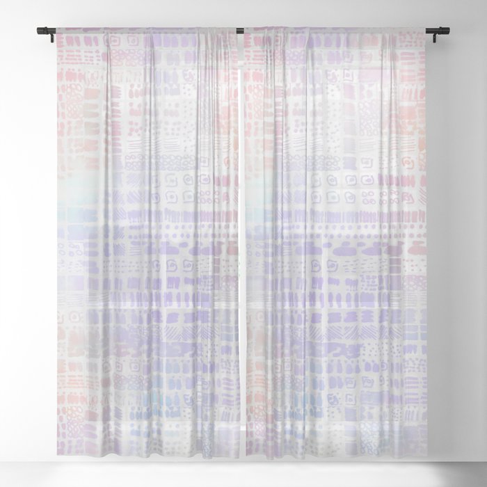 pastel cloudy sky ink marks hand-drawn collection Sheer Curtain