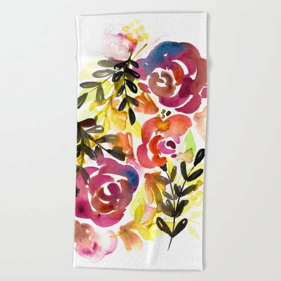 Violet Roses Beach Towel