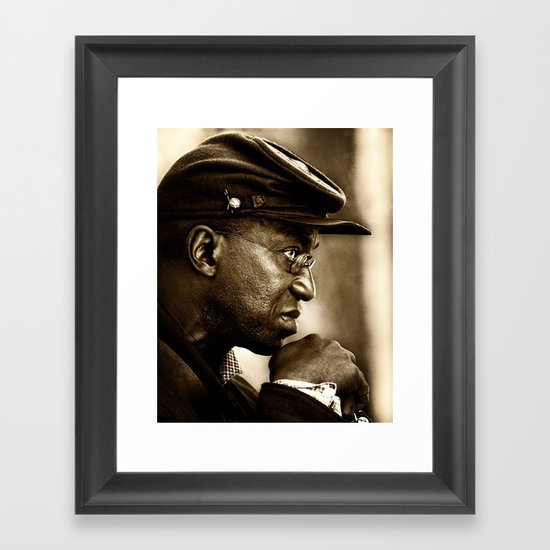 civil war soldier in profile Framed Art Print
