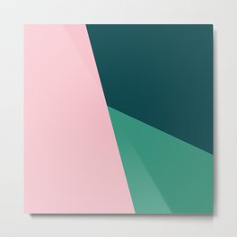 Geometric design in pink & green Metal Print