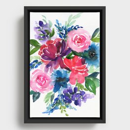 peony bouquet in cold colors Framed Canvas