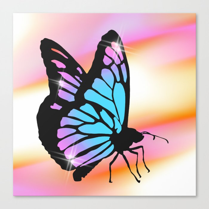 Y2K Butterfly on Liquid Gradient Canvas Print