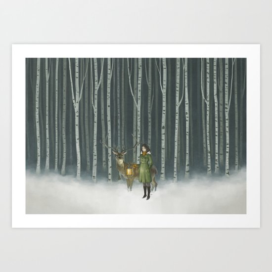 Christmas In The Silent Forest Art Print By Lekchan Society6