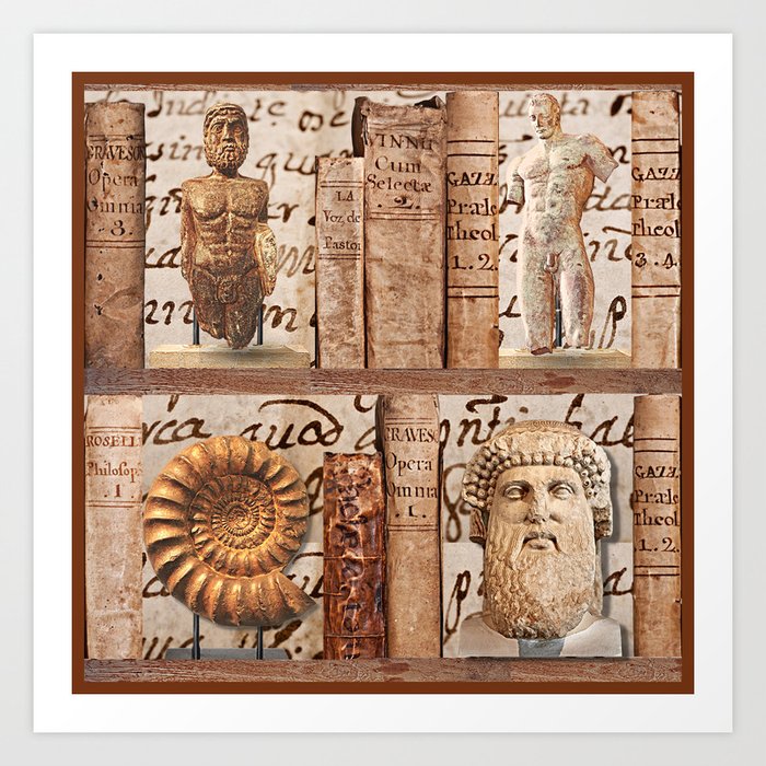 Greek and Roman Antique Books and Sculpture Art Print