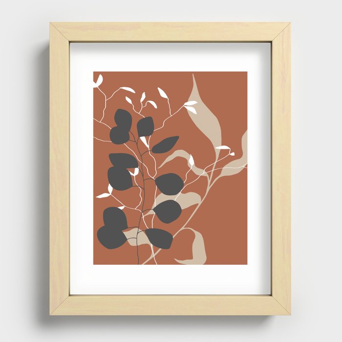 Floral Sprigs Terracotta Recessed Framed Print