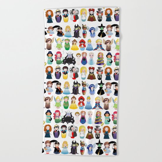 Kokeshis Fairy tales (new version) Beach Towel