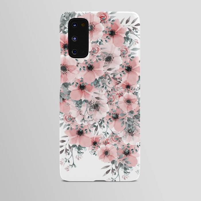 Watercolor Flower, Blush Pink and Gray, Floral Prints Android Case