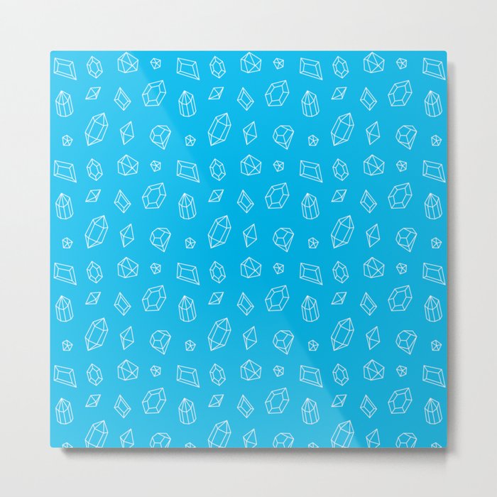 Turquoise and White Gems Pattern Metal Print