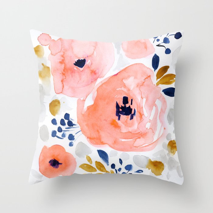 Genevieve Floral Throw Pillow