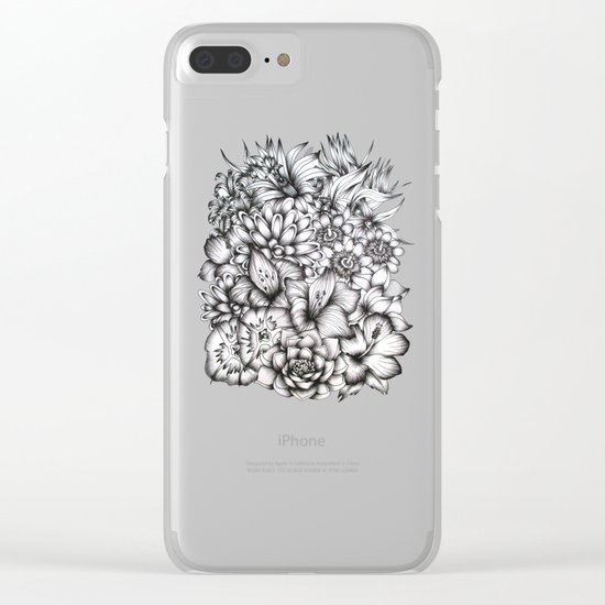 Tropical Flowers Clear iPhone Case