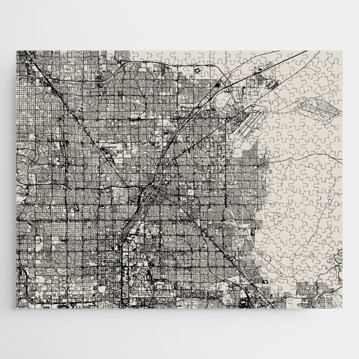 Sunrise Manor USA - Aesthetic City Map - Black and White Jigsaw Puzzle