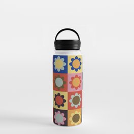 90s retro sun flower checker Water Bottle | Blossom, Pink, Checkerboard, Sun, Checks, Sunflower, 90S, Y2K, Checker, Pattern 