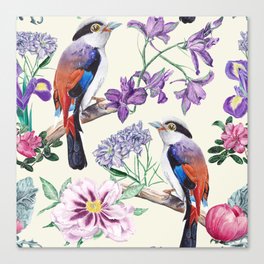 Bird and flowers. Canvas Print