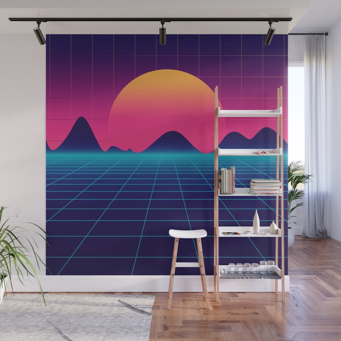 Throwback Sunset Synthwave Wall Mural