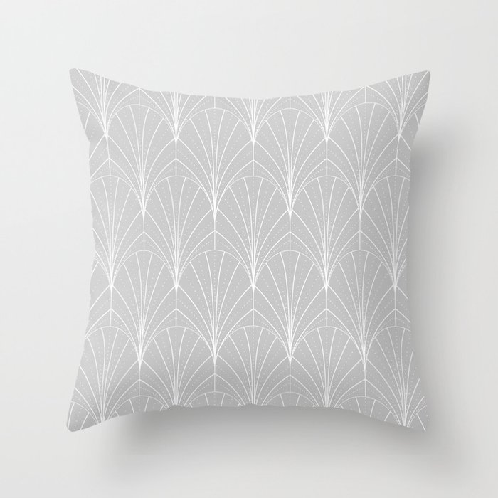 Art Deco Waterfalls // Grey & White Throw Pillow